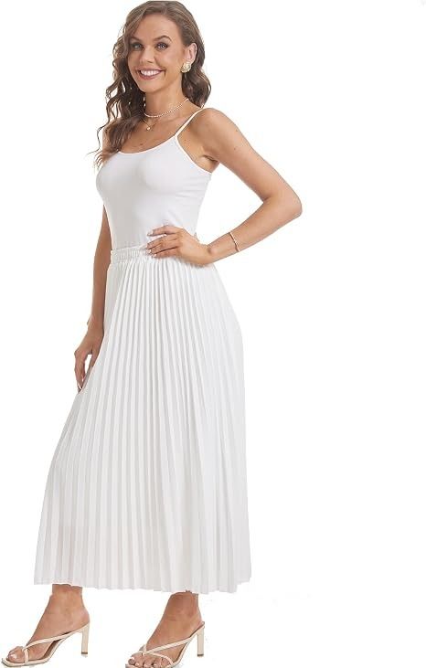 White Pleated Midi Skirt image 4